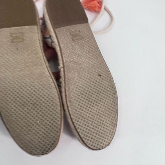Toms Womens Lace-Up Katalina Chambray Espadrilles Flat Shoes Blue Pink Size 8.5W - Picture 5 of 9